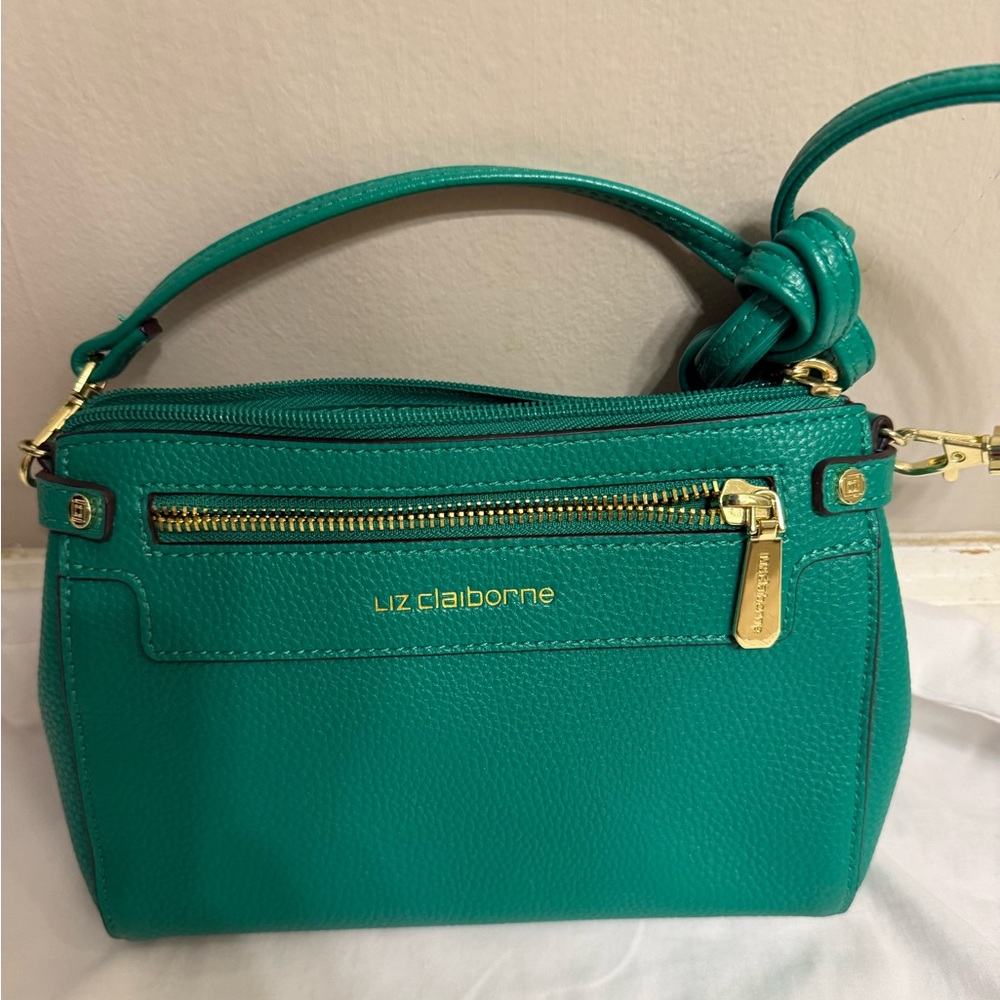 Liz Claiborne Green Shoulder Bag with Gold Accents